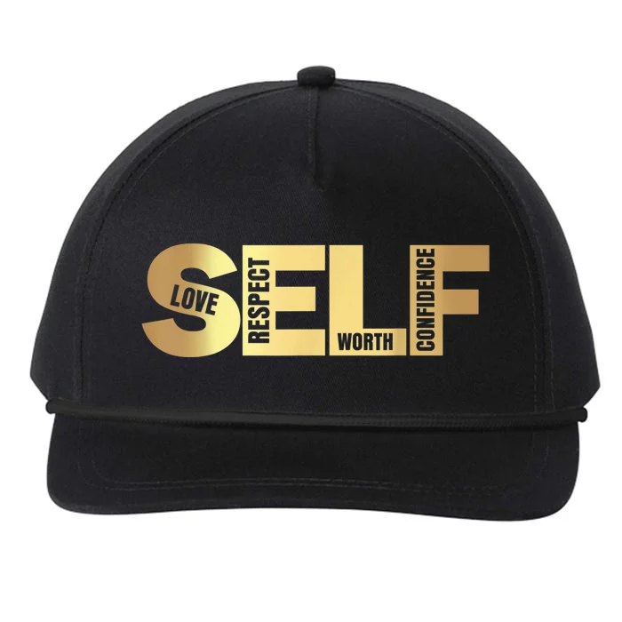 Self Love Respect Worth Confidence Motivational Snapback Five-Panel Rope Hat