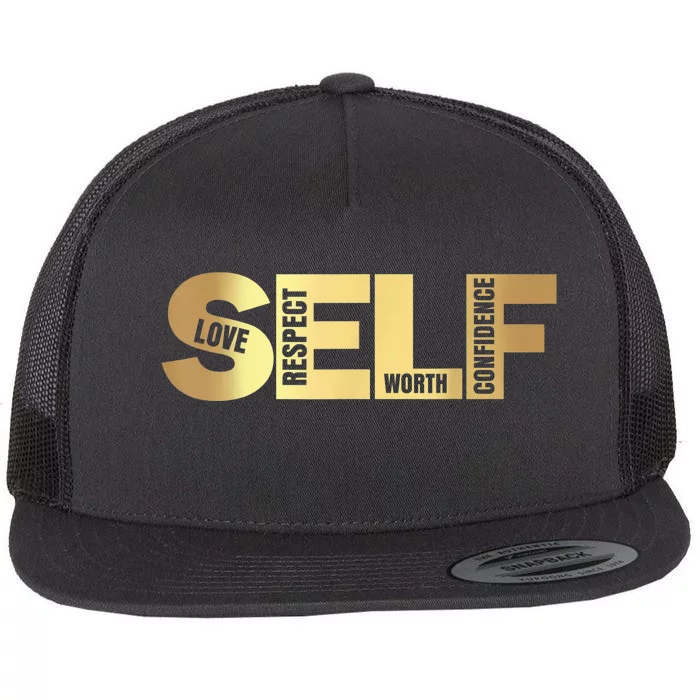 Self Love Respect Worth Confidence Motivational Flat Bill Trucker Hat