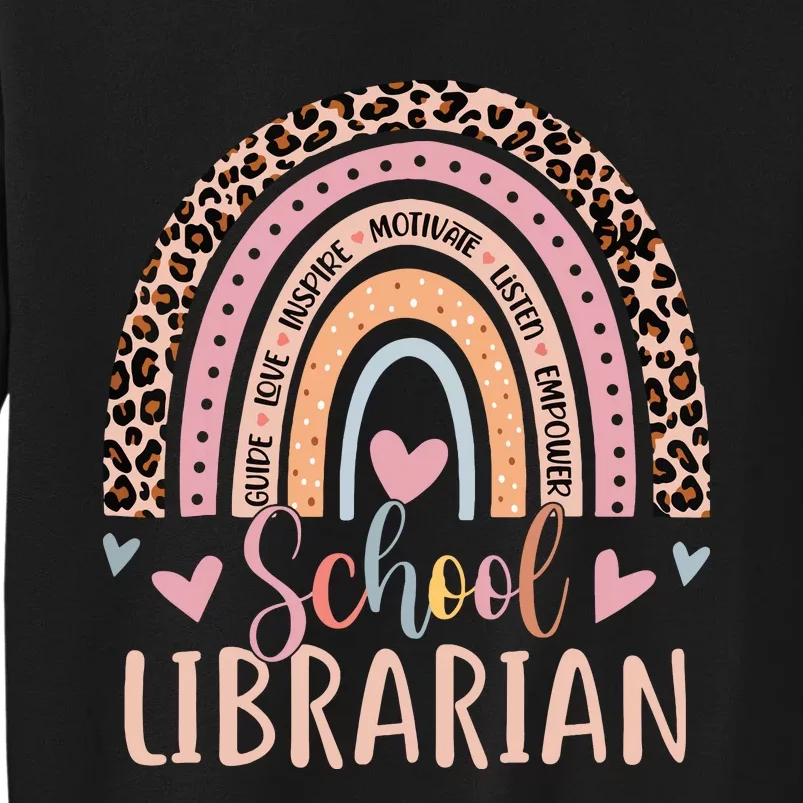 School Librarian Rainbow Leopard Print Funny Librarian Tall Sweatshirt