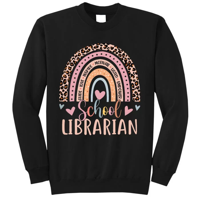 School Librarian Rainbow Leopard Print Funny Librarian Tall Sweatshirt