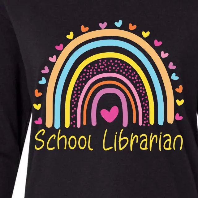 School Librarian Rainbow Womens Cotton Relaxed Long Sleeve T-Shirt