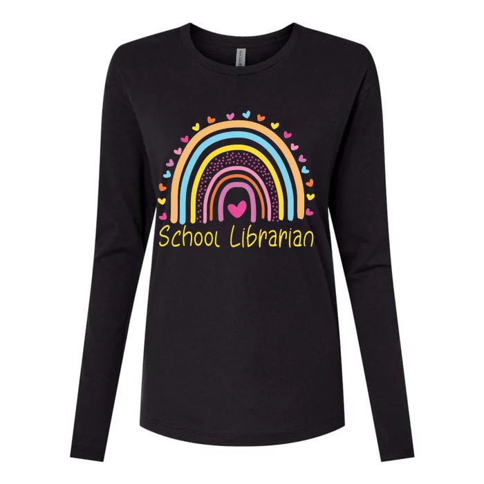 School Librarian Rainbow Womens Cotton Relaxed Long Sleeve T-Shirt