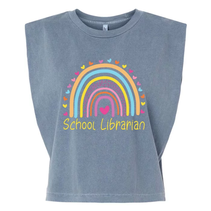 School Librarian Rainbow Garment-Dyed Women's Muscle Tee