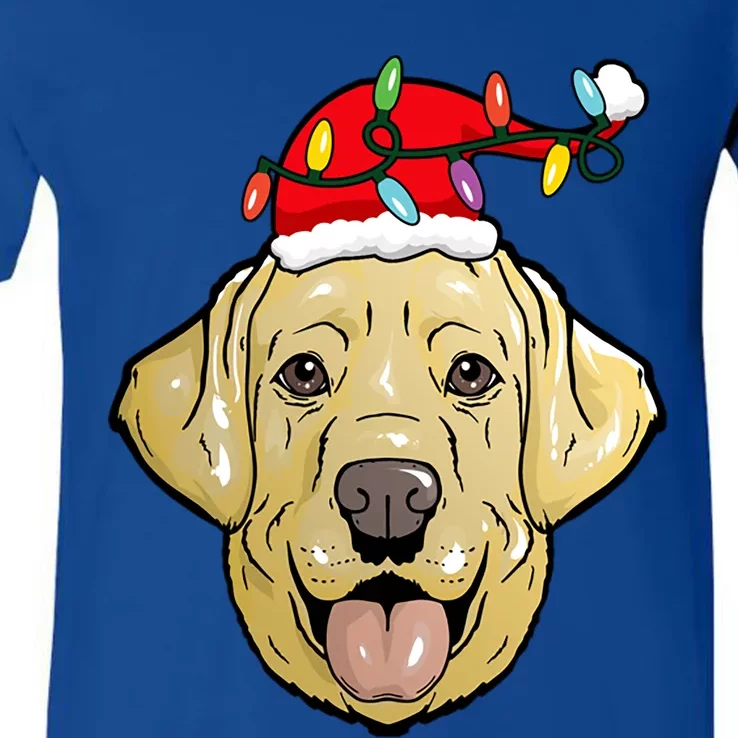 Santa Labrador Retriever Light Christmas Gift V-Neck T-Shirt