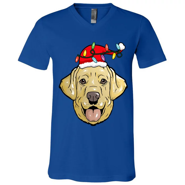 Santa Labrador Retriever Light Christmas Gift V-Neck T-Shirt