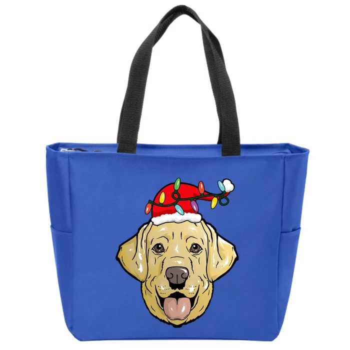 Santa Labrador Retriever Light Christmas Gift Zip Tote Bag