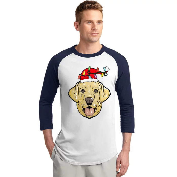 Santa Labrador Retriever Light Christmas Gift Baseball Sleeve Shirt