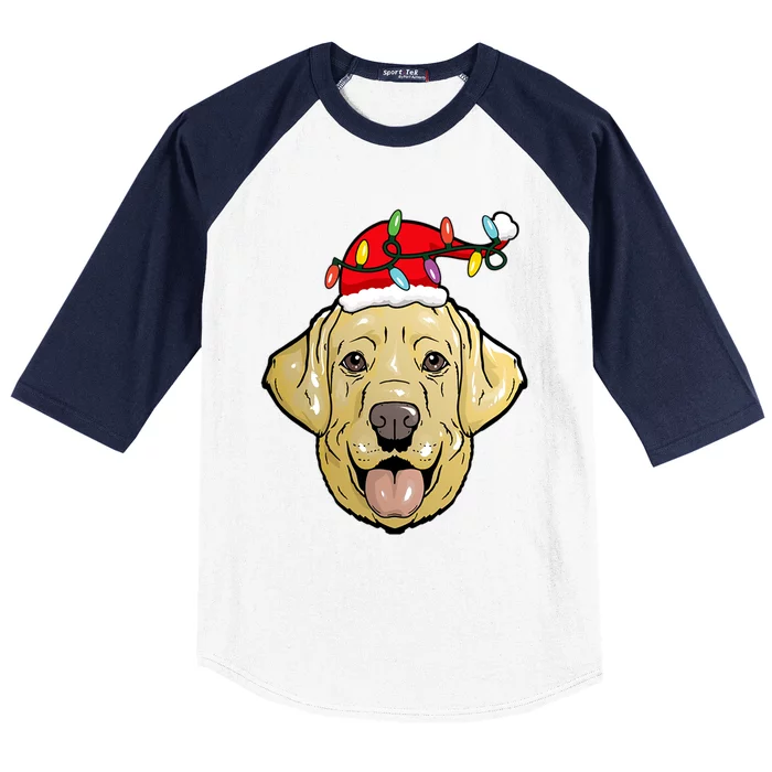 Santa Labrador Retriever Light Christmas Gift Baseball Sleeve Shirt