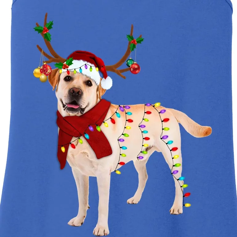 Santa Labrador Retriever Reindeer Light Christmas Gift Ladies Essential Tank