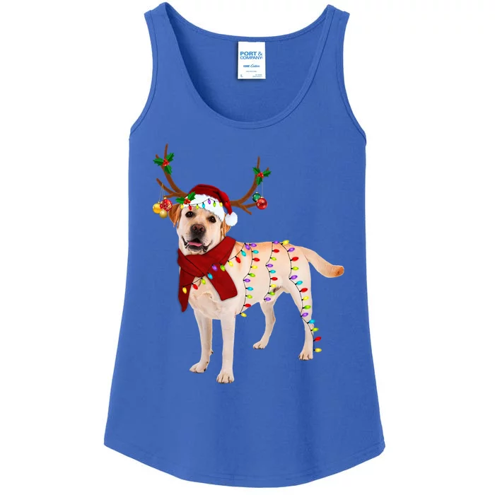 Santa Labrador Retriever Reindeer Light Christmas Gift Ladies Essential Tank