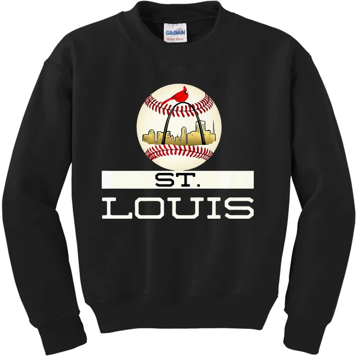 Saint Louis Red Cardinal Cool Baseball Skyline Kids Sweatshirt