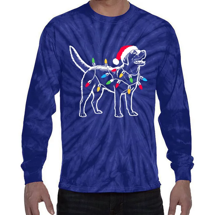 Santa Labrador Retriever Funny Christmas Lights Dog Lover Gift Tie-Dye Long Sleeve Shirt