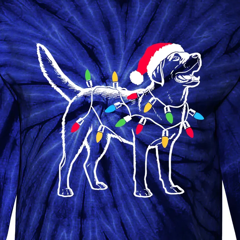 Santa Labrador Retriever Funny Christmas Lights Dog Lover Gift Tie-Dye Long Sleeve Shirt