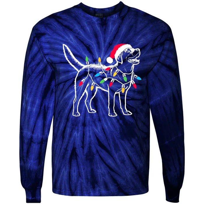 Santa Labrador Retriever Funny Christmas Lights Dog Lover Gift Tie-Dye Long Sleeve Shirt