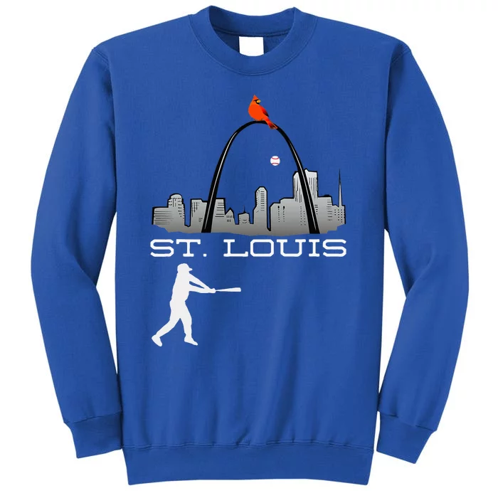 Saint Louis Red Cardinal Skyline Baseball Player Tall Sweatshirt