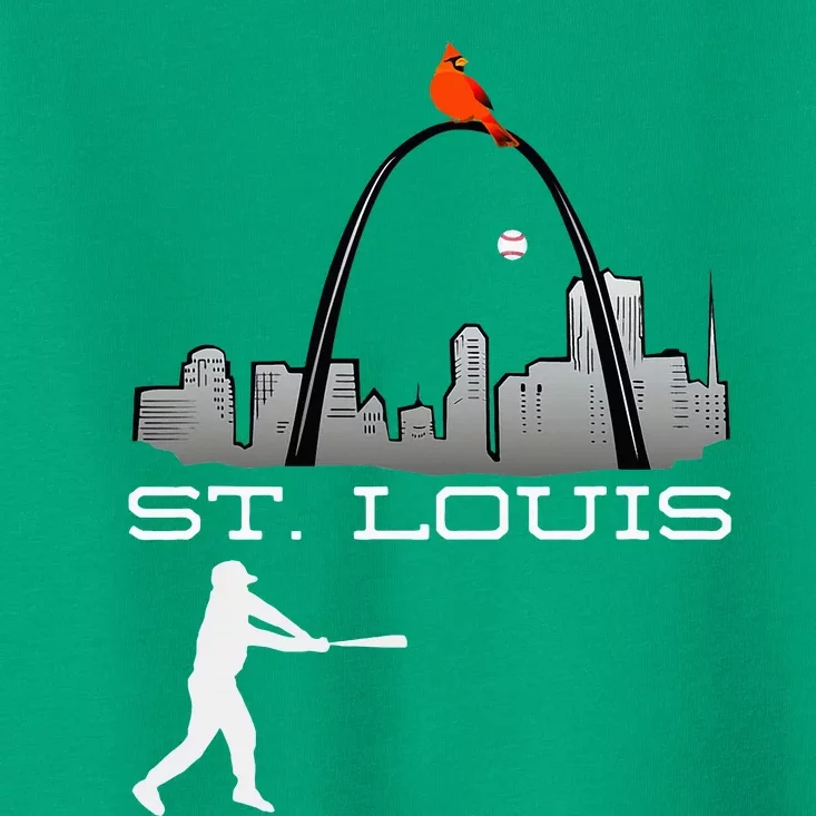 Saint Louis Red Cardinal Skyline Baseball Player Toddler T-Shirt