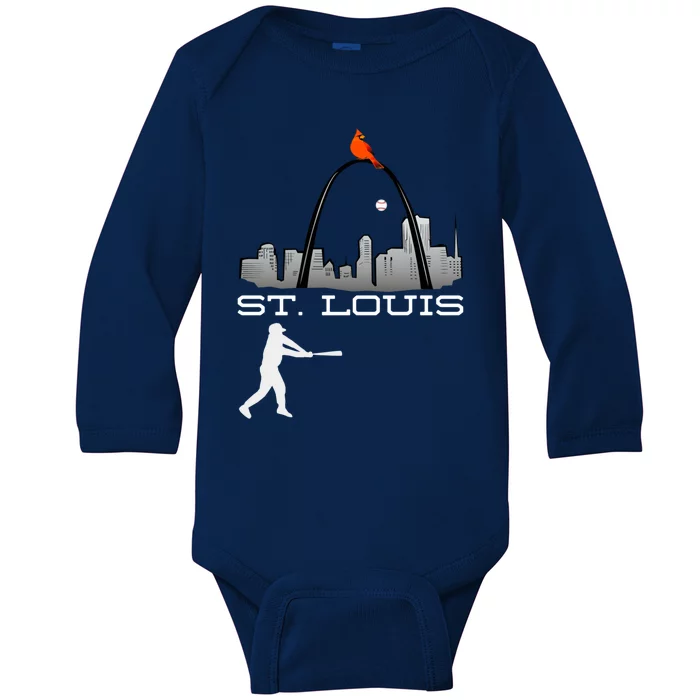 Saint Louis Red Cardinal Baseball Player Baby Long Sleeve Bodysuit