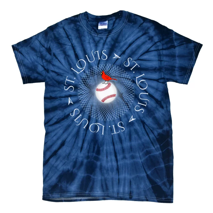 Saint Louis Red Cardinal Circle Font Tie-Dye T-Shirt