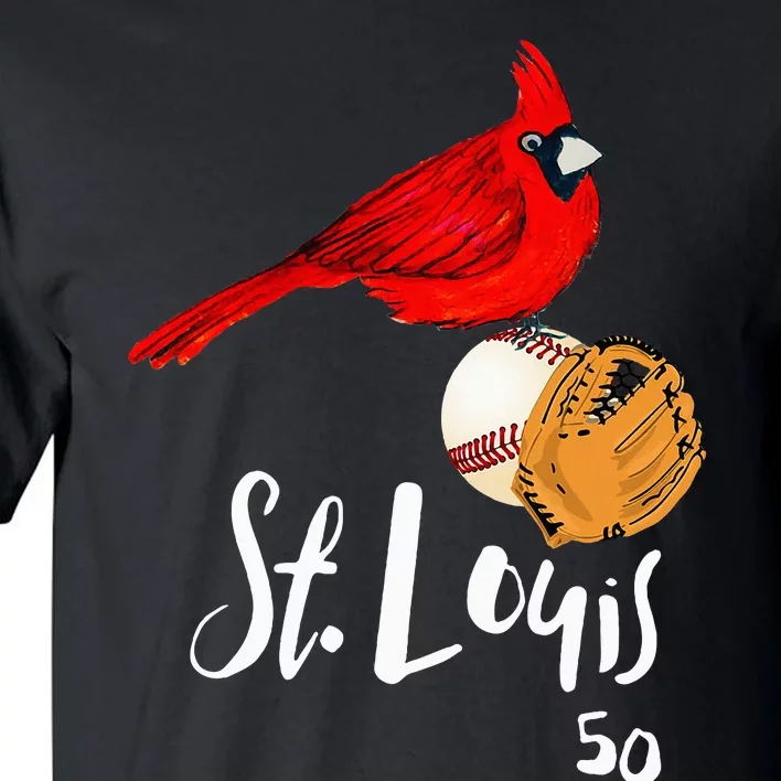 Saint Louis Red Cardinal Number 50 Baseball Tall T-Shirt