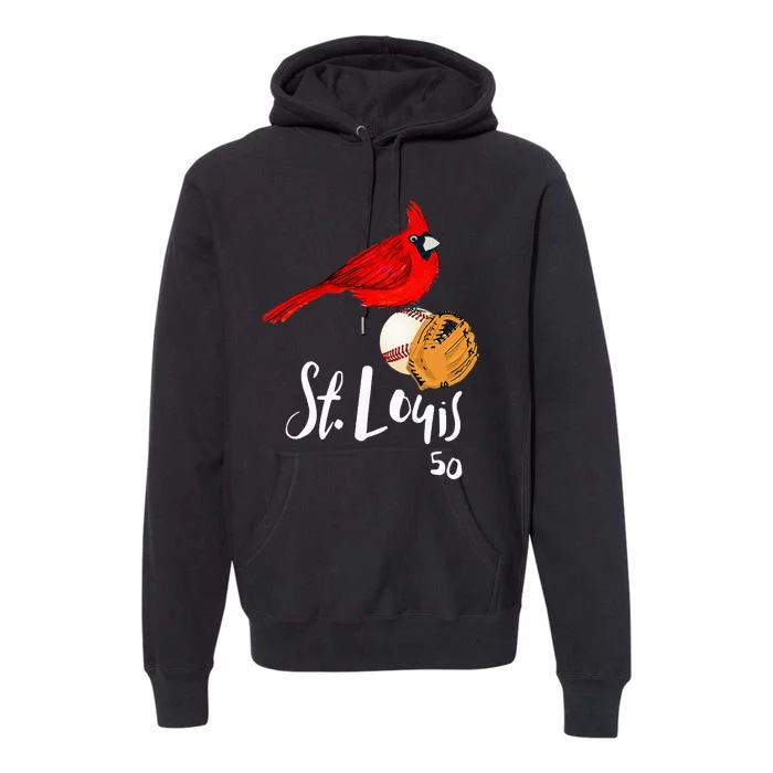 Saint Louis Red Cardinal Number 50 Baseball Premium Hoodie