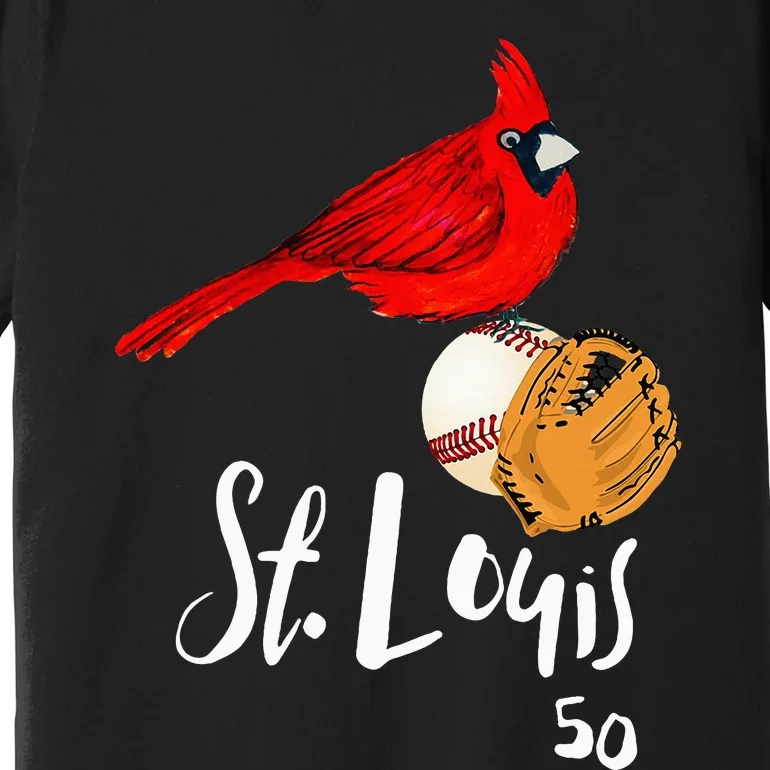 Saint Louis Red Cardinal Number 50 Baseball Premium T-Shirt