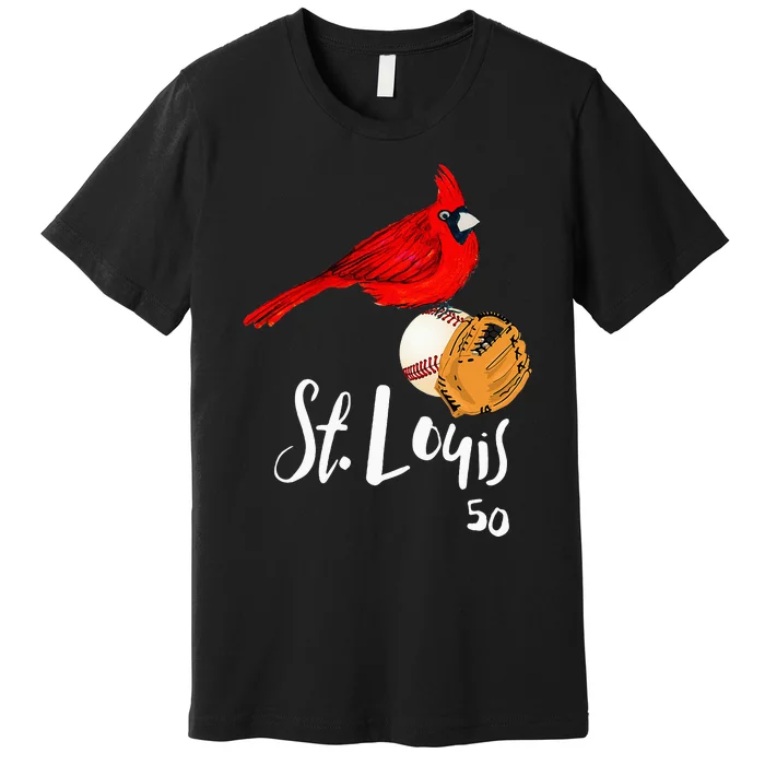 Saint Louis Red Cardinal Number 50 Baseball Premium T-Shirt