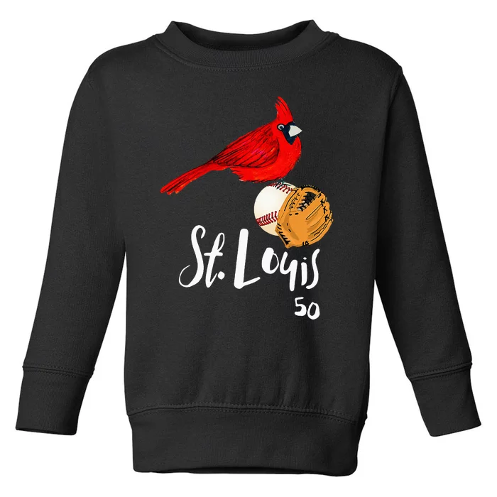 Saint Louis Red Cardinal Number 50 Baseball Toddler Sweatshirt