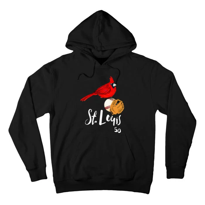 Saint Louis Red Cardinal Number 50 Baseball Tall Hoodie