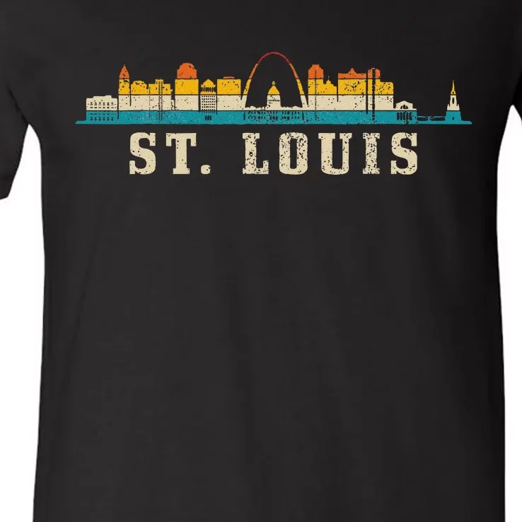 St. Louis Skyline Missouri Vintage Pride Retro V-Neck T-Shirt