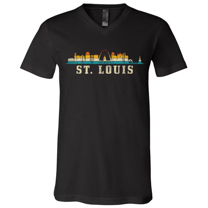 St. Louis Skyline Missouri Vintage Pride Retro V-Neck T-Shirt