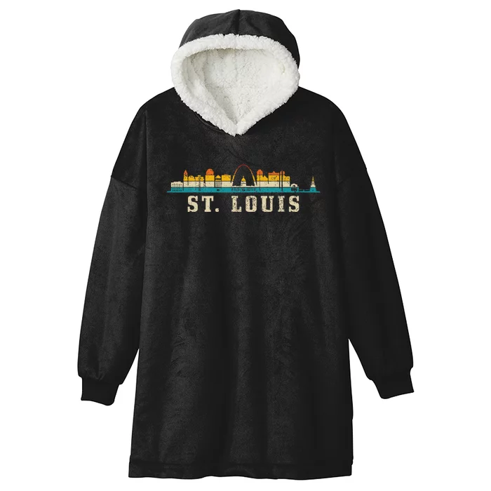 St. Louis Skyline Missouri Vintage Pride Retro Hooded Wearable Blanket