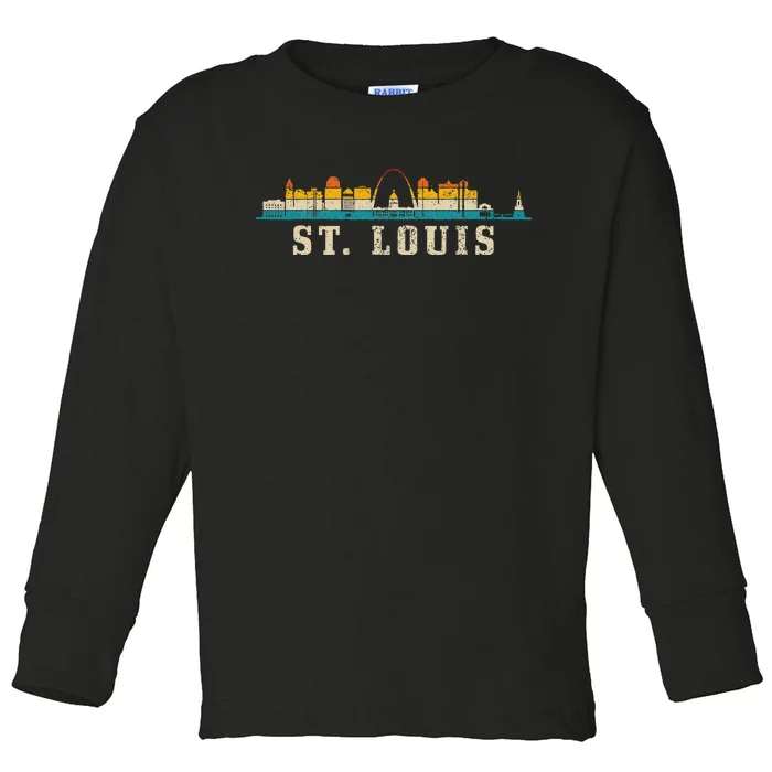 St. Louis Skyline Missouri Vintage Pride Retro Toddler Long Sleeve Shirt