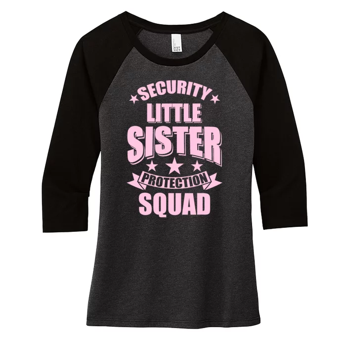 Security Little Sister Protection Squad Women's Tri-Blend 3/4-Sleeve Raglan Shirt