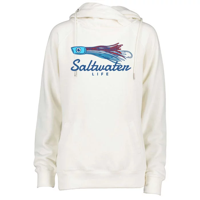 Saltwater Life Saltwater Fishing Lure Womens Funnel Neck Pullover Hood