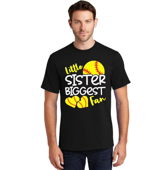 Softball Little Sister Biggest Fan Tall T-Shirt