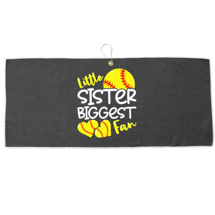 Softball Little Sister Biggest Fan Large Microfiber Waffle Golf Towel