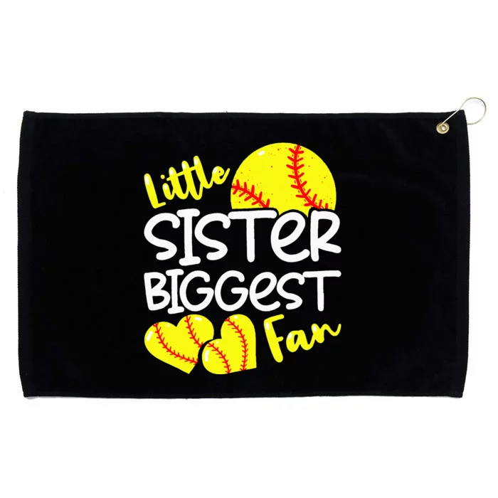 Softball Little Sister Biggest Fan Grommeted Golf Towel