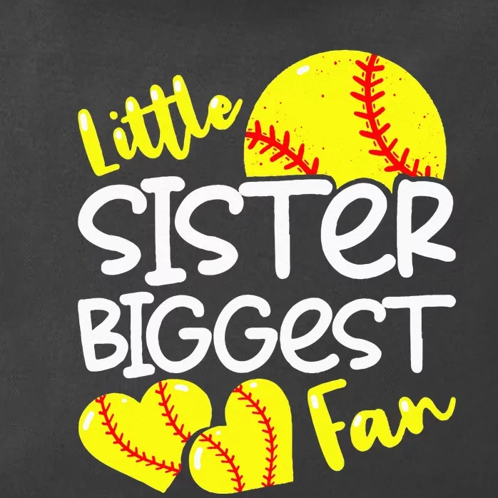 Softball Little Sister Biggest Fan Zip Tote Bag