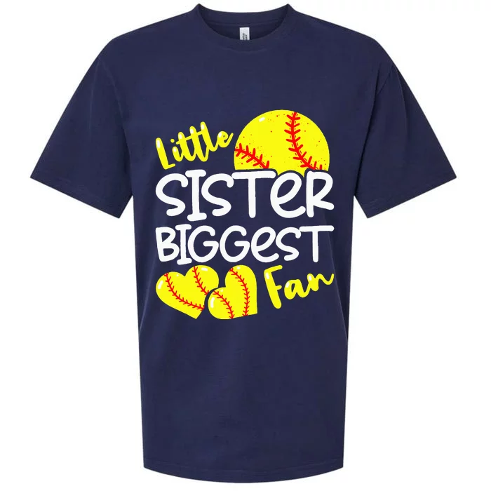 Softball Little Sister Biggest Fan Sueded Cloud Jersey T-Shirt