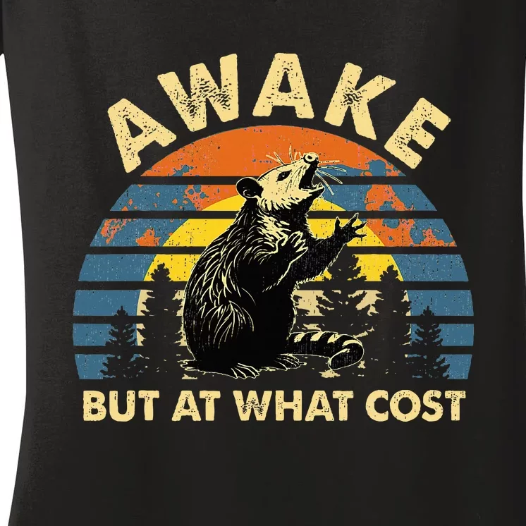 Spoonie Life Sleep Possum Awake But At What Cost Women's V-Neck T-Shirt