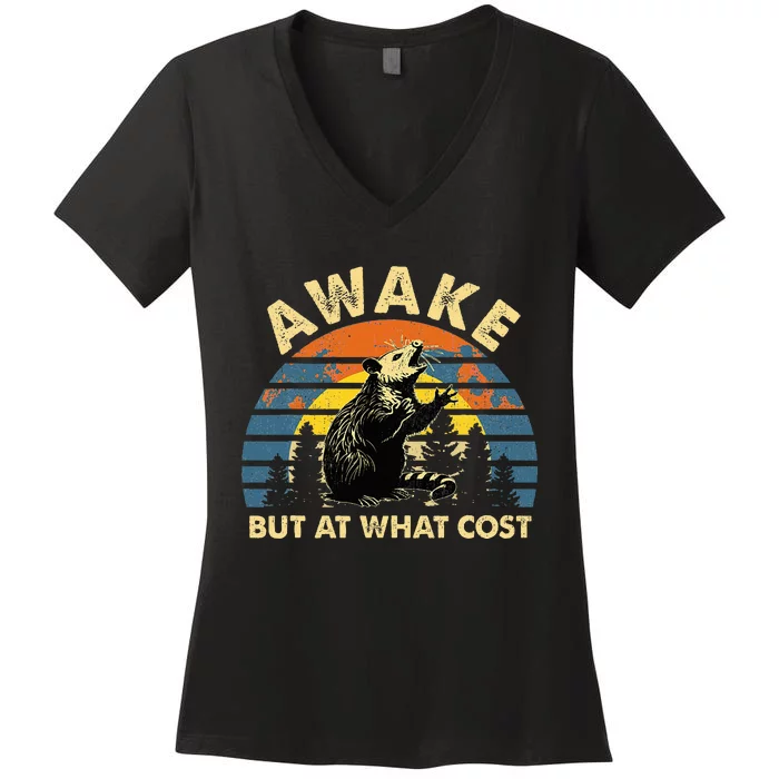 Spoonie Life Sleep Possum Awake But At What Cost Women's V-Neck T-Shirt