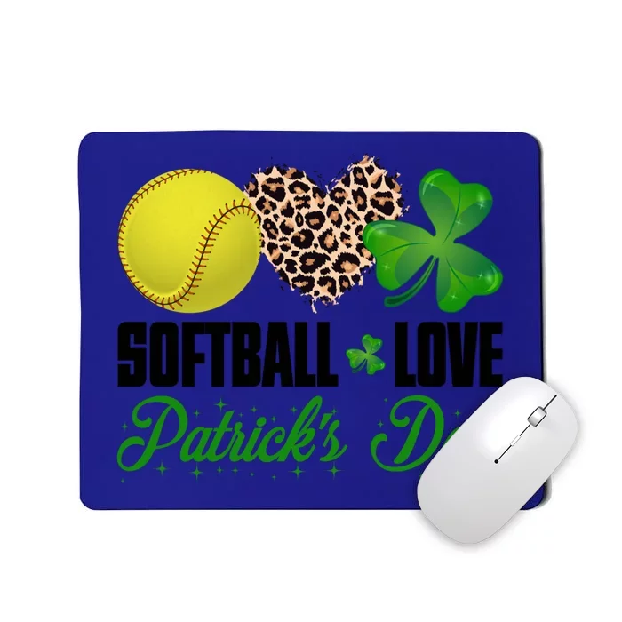 Softball Love Saint Patrick's Day Shamrock Clover Gift Mousepad