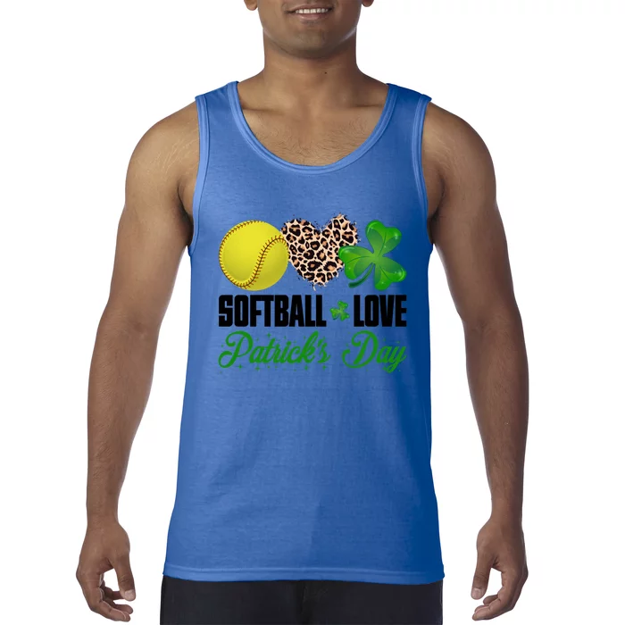 Softball Love Saint Patrick's Day Shamrock Clover Gift Tank Top