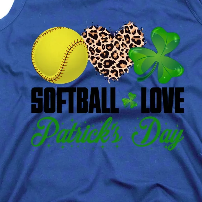 Softball Love Saint Patrick's Day Shamrock Clover Gift Tank Top