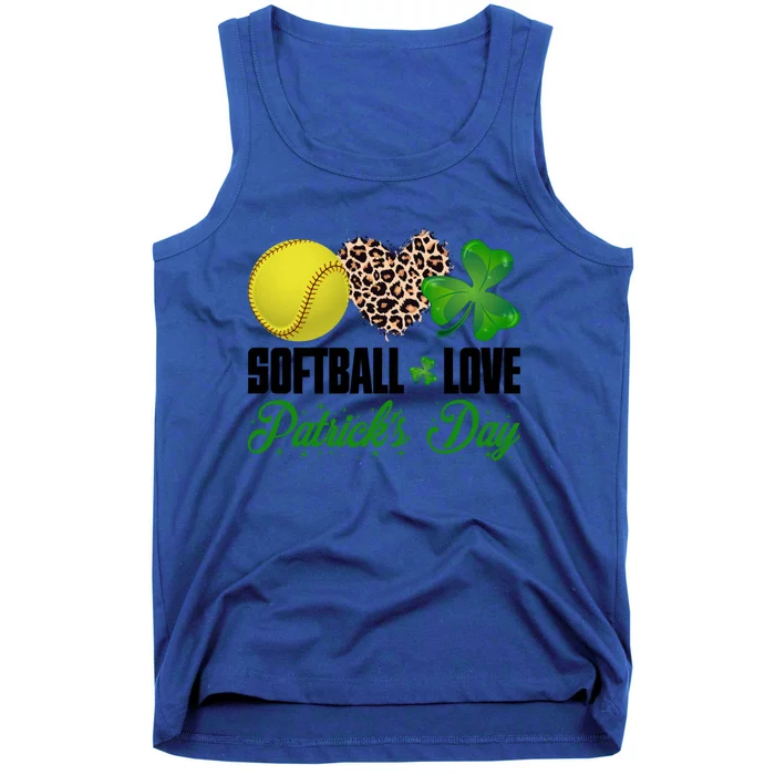 Softball Love Saint Patrick's Day Shamrock Clover Gift Tank Top