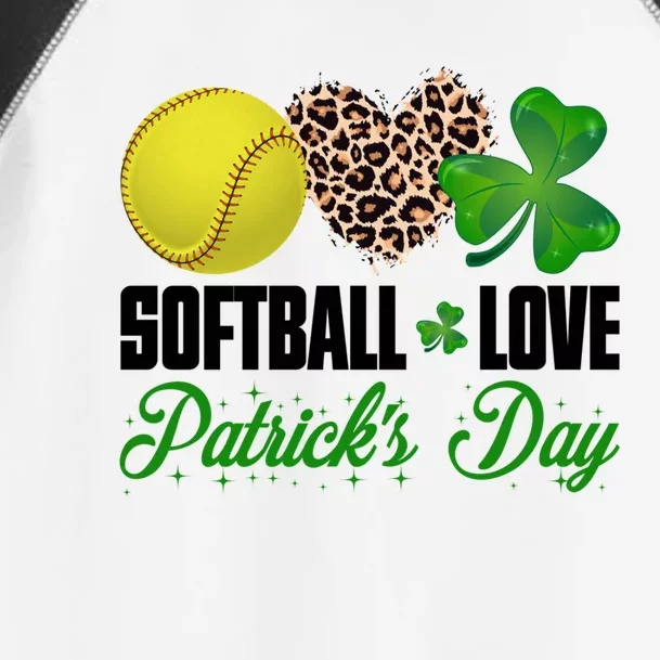 Softball Love Saint Patrick's Day Shamrock Clover Gift Toddler Fine Jersey T-Shirt