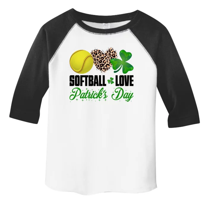 Softball Love Saint Patrick's Day Shamrock Clover Gift Toddler Fine Jersey T-Shirt