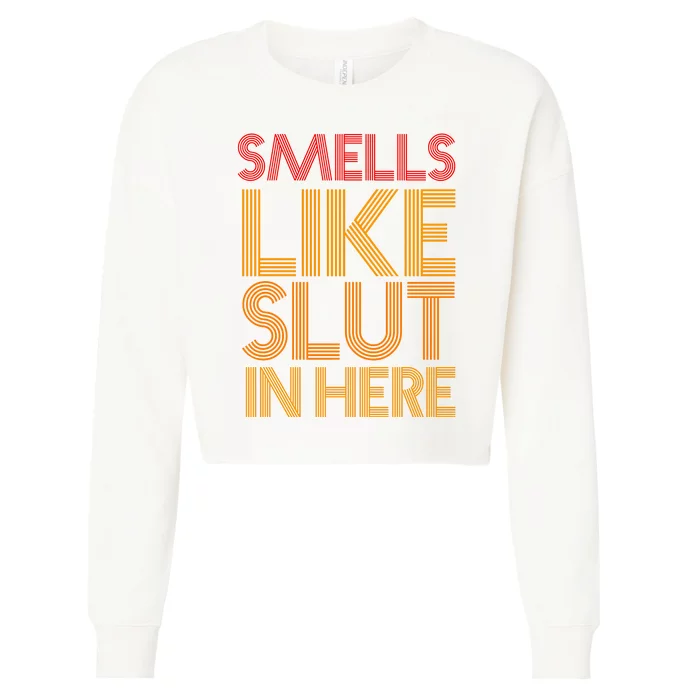 Smells Like Slut In Here Funny Humor Cropped Pullover Crew