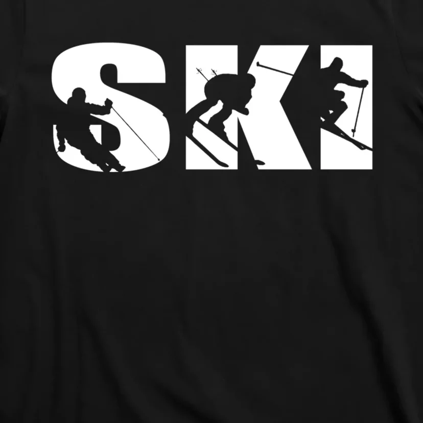 Ski Long Sleeve Tshirt For Skiing Lovers Silhouette Skiers T-Shirt