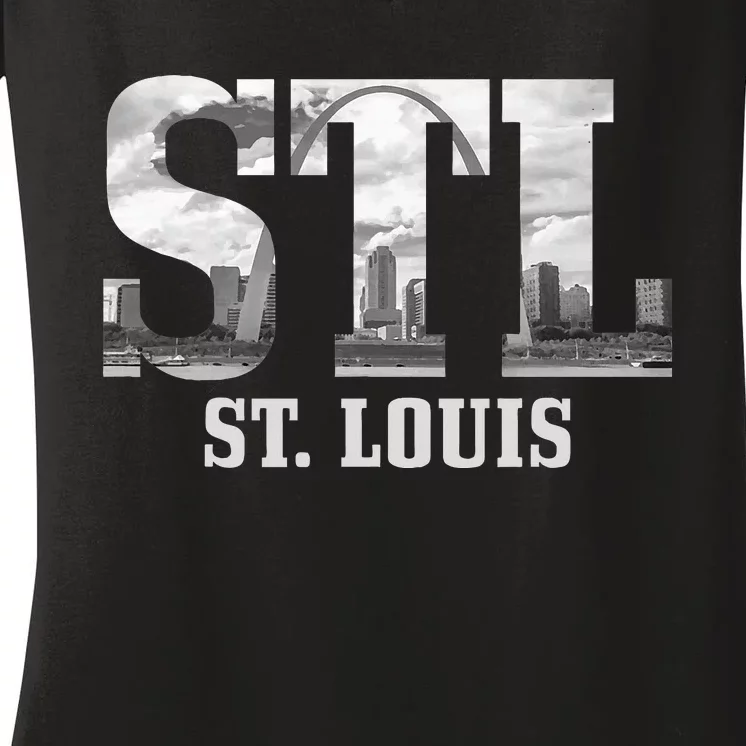 St. Louis Stl Skyline Pride Missouri Vintage Women's V-Neck T-Shirt